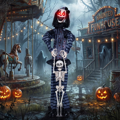 Lucktree 70" Halloween Animated Life-Size Clown Catching Skeleton Doll