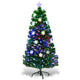 Lucktree 4ft Pre-Lit Fiber Optic Christmas Tree Artificial Xmas Full Tree with Colorful Snowflake LED Lights