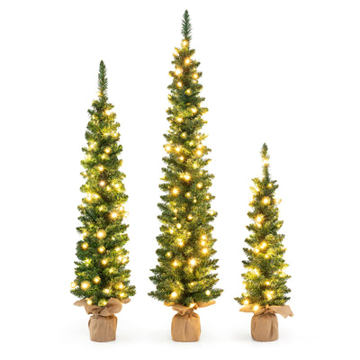Lucktree 3' 4' 5' Pre-Lit Artificial Christmas Tree Set of 3