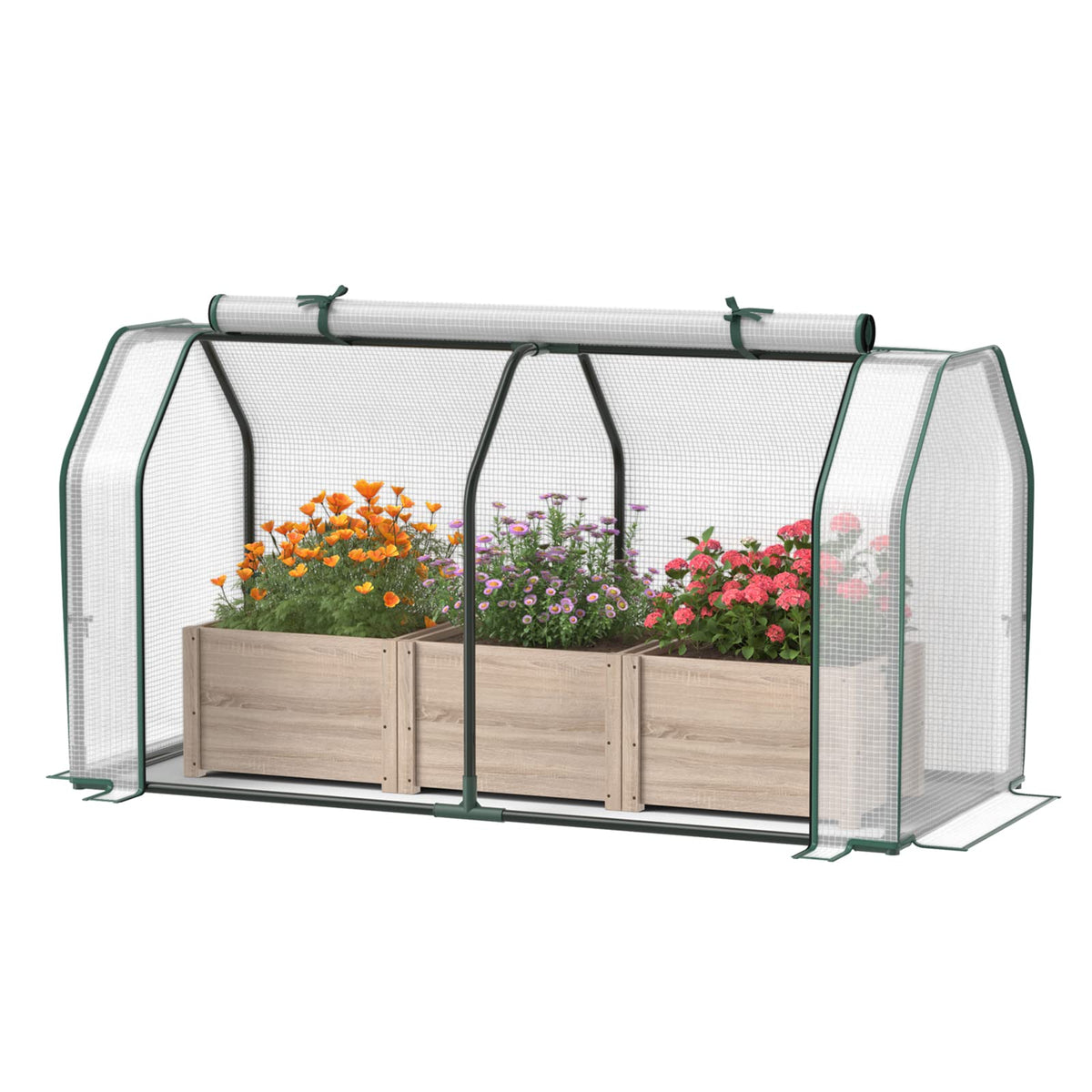 Lucktree Mini Portable Greenhouse - for Raised Garden Bed, 47.5”x 21.5”x 24” Green House with PE Cover Zipper Door