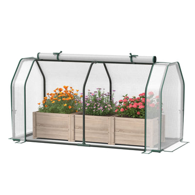 Lucktree Mini Portable Greenhouse - for Raised Garden Bed, 47.5”x 21.5”x 24” Green House with PE Cover Zipper Door