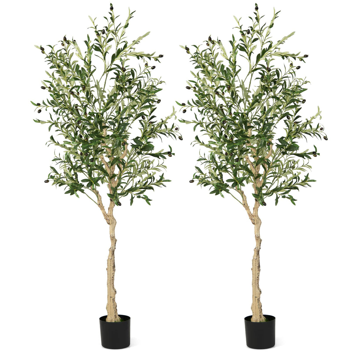 Lucktree 6ft Artificial Olive Tree, Tall Fake Potted Olive Silk Tree with Planter
