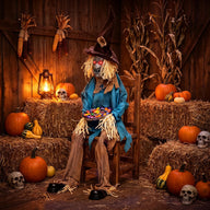 5.2 FT Animated Halloween Sitting Scary Scarecrow Decoration