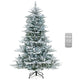 Lucktree 6/7/8 ft Pre-Lit Snow Flocked Christmas Tree, Artificial Hinged Xmas Tree with 661/1119/1447 PVC & PE Tips