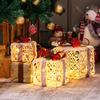 Lighted Gift Boxes Christmas Decoration, Set of 3 White Present Ornament Boxes with 60 LED Lights - LucktreeUS