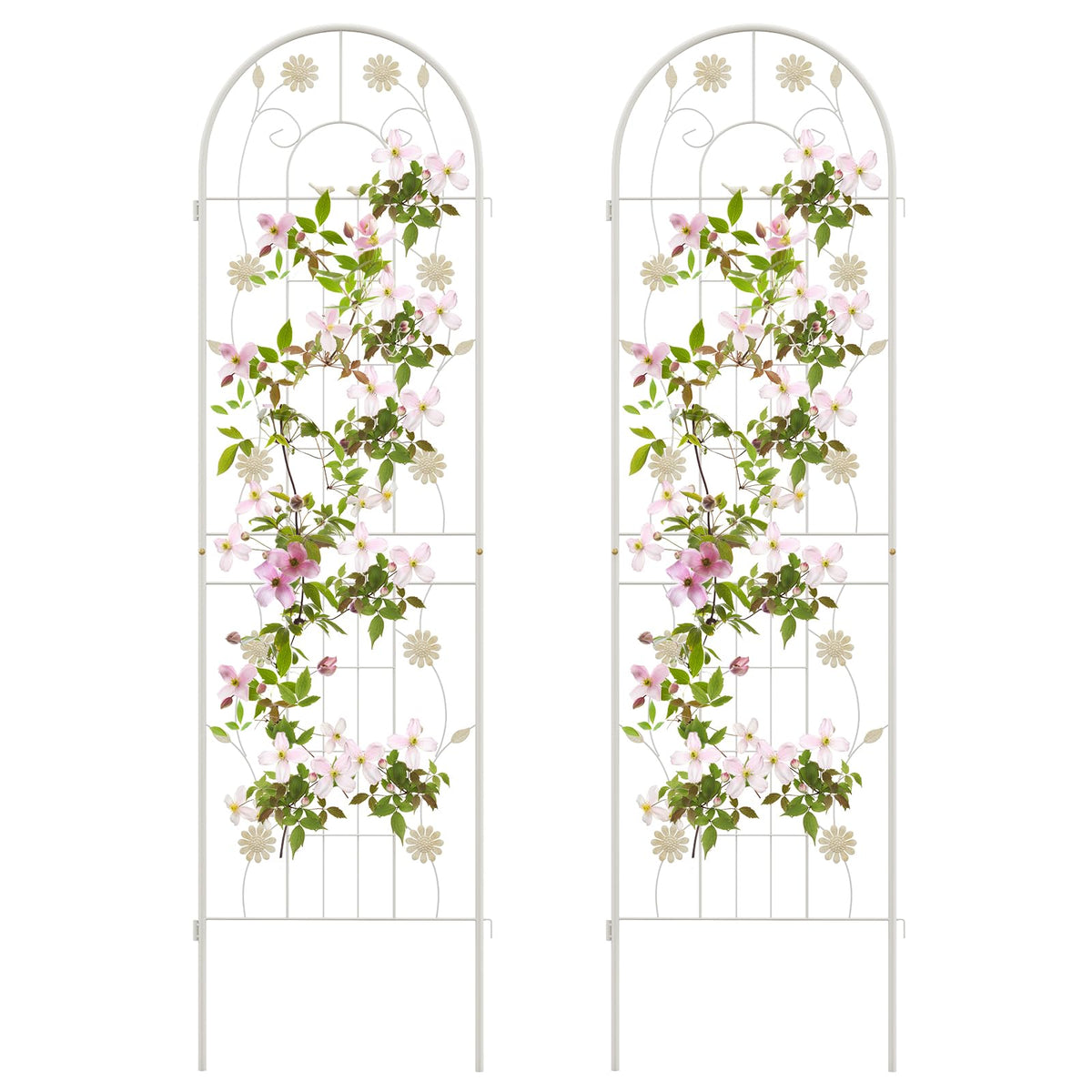Lucktree Garden Trellis, Tall Galvanized Steel Trellis for Climbing Plants
