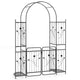 Lucktree 87'' Metal Garden Arbor with Lockable Gate and Planter Shelves