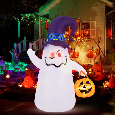 Lucktree 6 FT Halloween Inflatable Cute Ghost with Jack-O-Lantern
