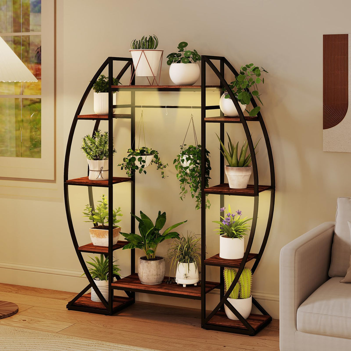 Lucktree Plant Stand Indoor with Grow Lights 10-Tier 63" Tall Metal Plant Shelf