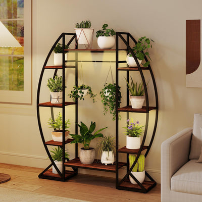 Lucktree Plant Stand Indoor with Grow Lights 10-Tier 63" Tall Metal Plant Shelf