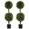 Lucktree 3 FT Artificial Boxwood Topiary Trees Set of 2 Faux Outdoor Topiary Ball Tree with Cement-Filled Pot