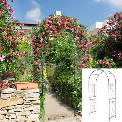 Lucktree Garden Arbors Trellises, 7.2FT Metal Garden Arch for Climbing Plants Roses
