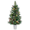 Lucktree 3ft Pre-Lit Mini Tabletop Christmas Tree with 20 Warm White LED Lights, 8 Modes, Timer, 81 PVC & Pine Needles