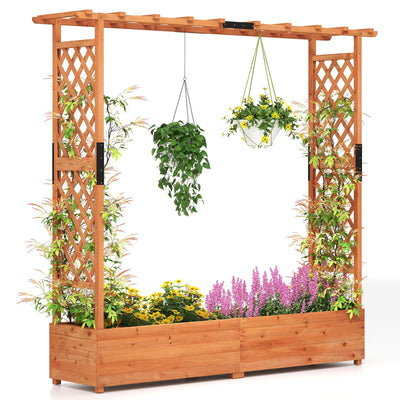 Lucktree Raised Garden Bed with Trellis and Hanging Roof