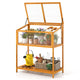Lucktree Wood Cold Frame Greenhouse with Transparent Openable Roof & Slatted Shelf