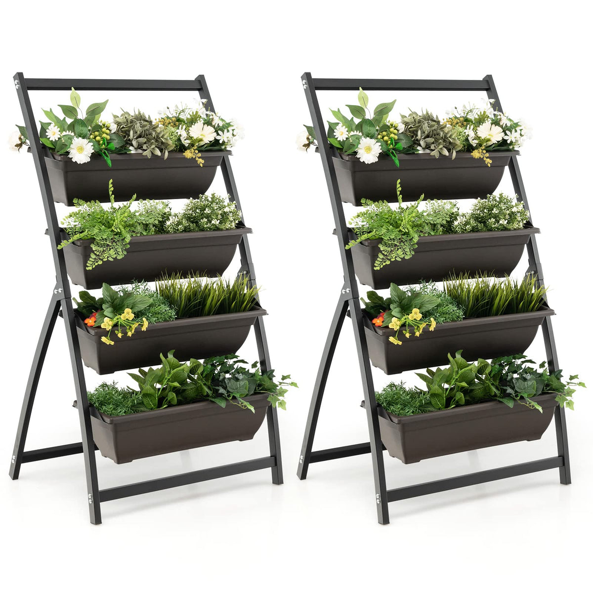 Lucktree 2 Pcs 4.1FT Vertical Raised Garden Bed, 4-Tier Elevated Planter Box