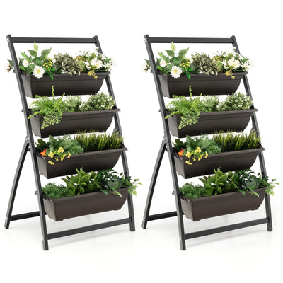 Lucktree 2 Pcs 4.1FT Vertical Raised Garden Bed, 4-Tier Elevated Planter Box