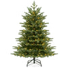 Lucktree 5ft / 6ft / 7ft Pre-Lit Artificial Christmas Tree with Lush PVC & PE Tips Warm White LED Lights