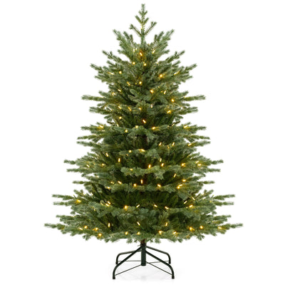Lucktree 5ft / 6ft / 7ft Pre-Lit Artificial Christmas Tree with Lush PVC & PE Tips Warm White LED Lights