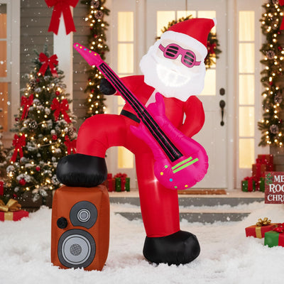 Lucktree 8.4FT Rocking Santa Inflatable with Guitar | Animated Christmas Decoration