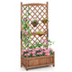 Lucktree 60” Wooden Planter Container with Drainage Holes Trellis