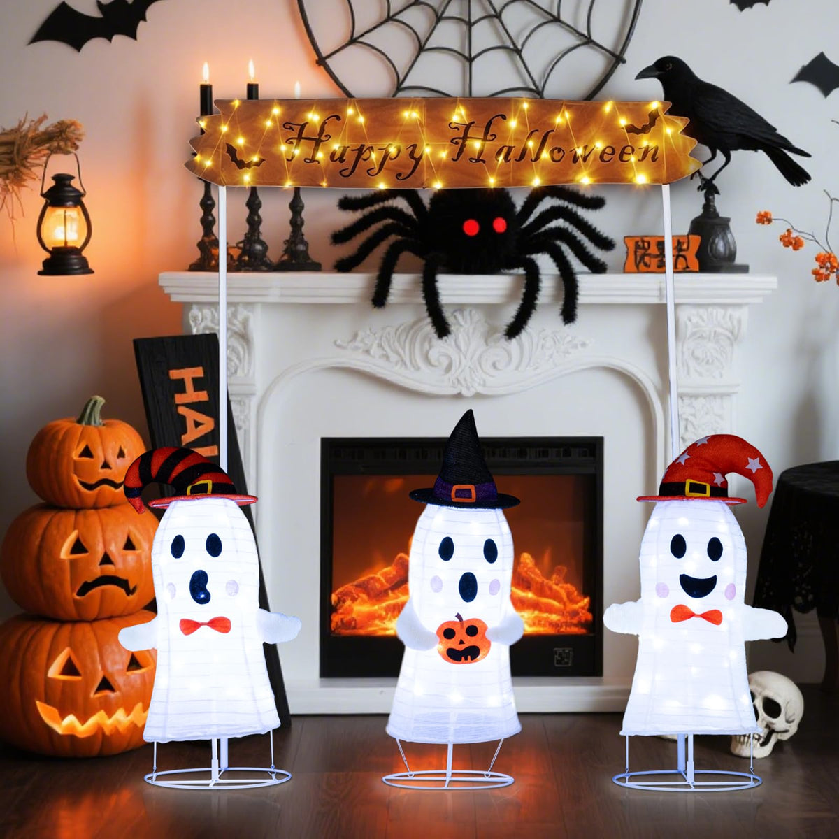 Lucktree Set of 3 Lighted Halloween Decorations Outdoor/Indoor