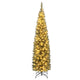 Lucktree 5ft Pre-Lit Pencil Christmas Tree, Artificial Slim Xmas Tree with 150 Warm-White LED Lights