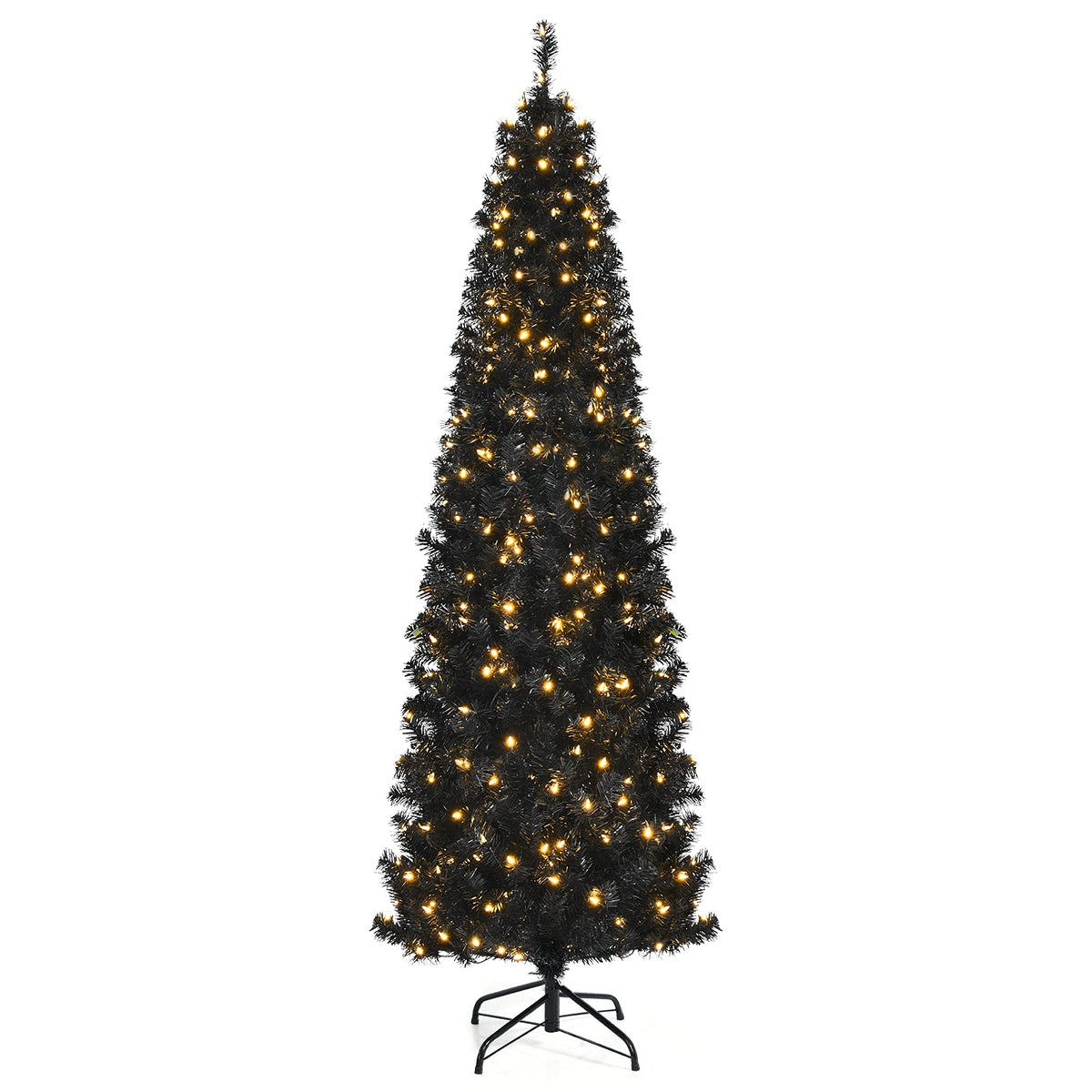 Lucktree Black Pencil Christmas Tree, Pre-lit Artificial Halloween Tree