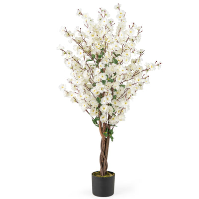 Lucktree 47” Faux Plum Blossom Plant with White Fabric Flower