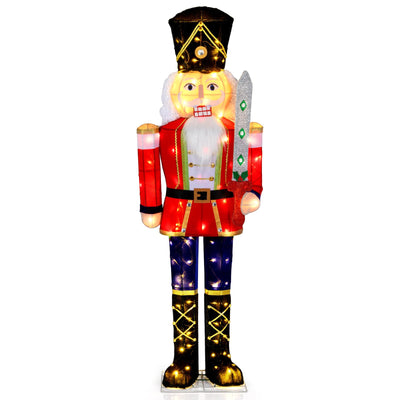 Lucktree 5 FT Christmas Lighted Nutcracker with Glitter Sword