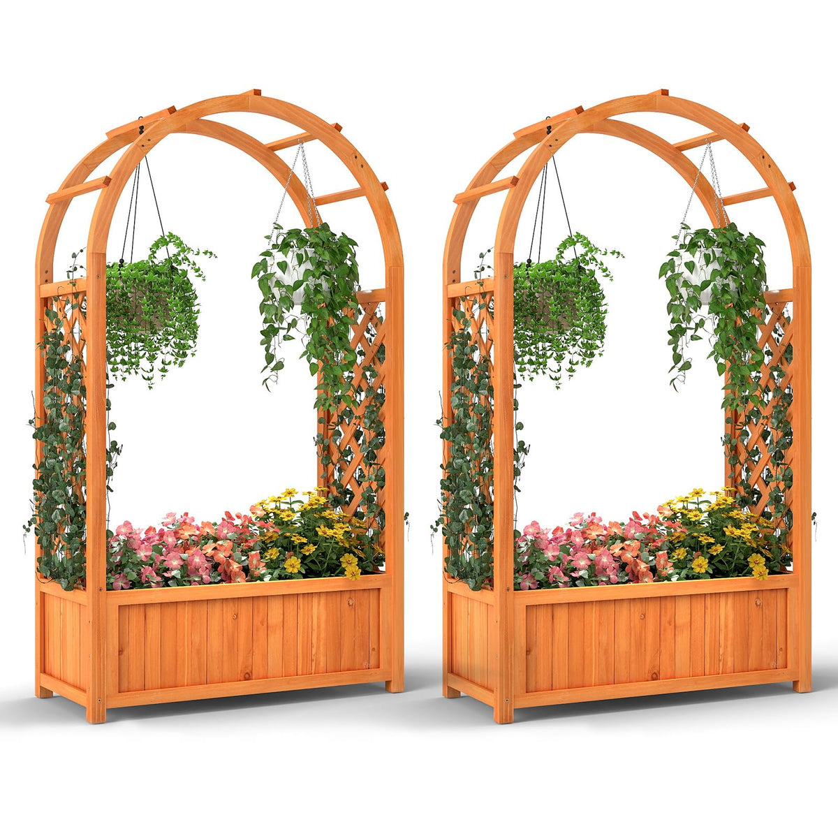 Lucktree Raised Garden Bed with Arch Trellis