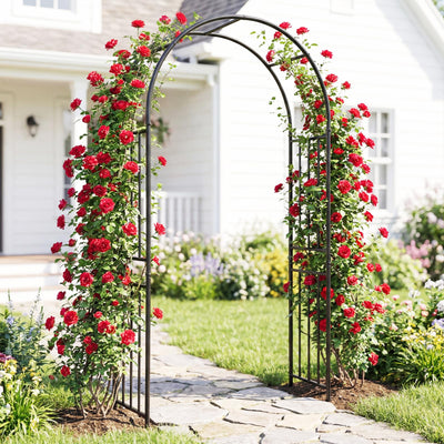 Lucktree 86'' Heavy Duty Steel Pergola Arch with Ground Stakes for Climbing Plants