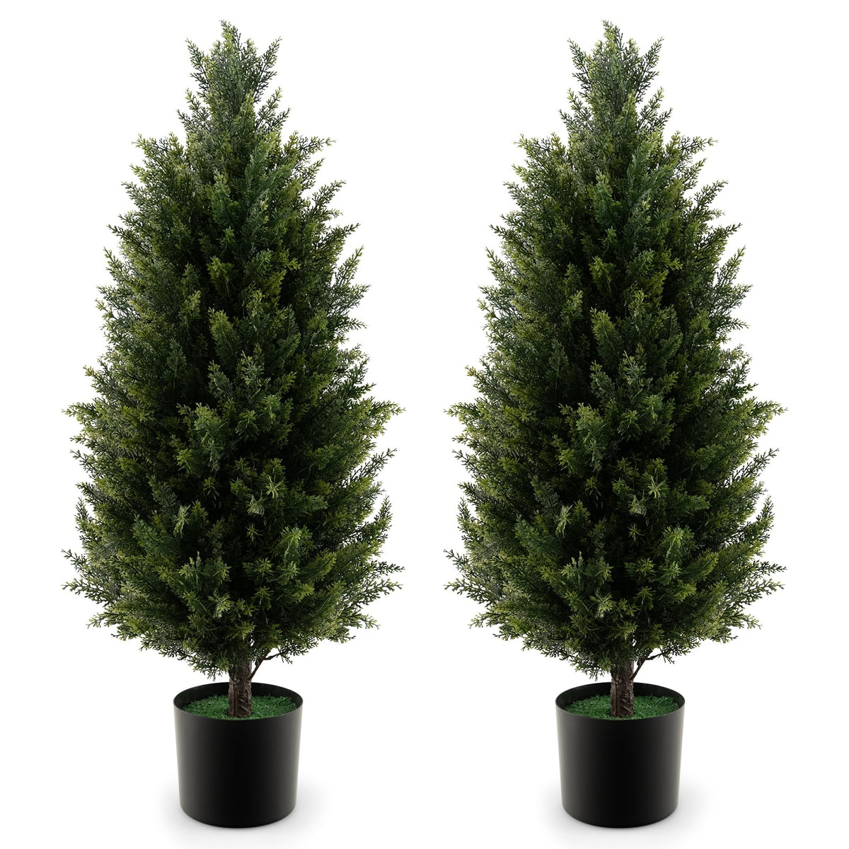 Lucktree 3FT Artificial Topiary Cedar Tree, Faux Potted Plants Artificial Cypress Tree with Cement Plastic Pot