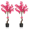 Lucktree 41” Artificial Plum Blossom Tree, Fake Floral Plant with 92 Flowers & Realistic Trunk in Plastic Nursery Pot