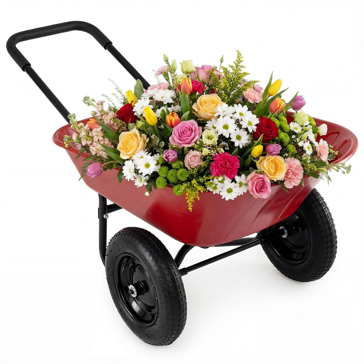 Lucktree Dual-Wheel Garden Cart for Outdoor Yard Lawn Gardening Construction Use