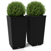 Lucktree Set of 2 Outdoor Wicker Flower Pot, 23 Inch Tall Planters with Drainage Hole, Self-Watering Tray