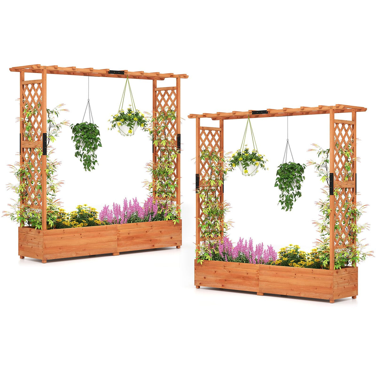 Lucktree Raised Garden Bed with Trellis and Hanging Roof