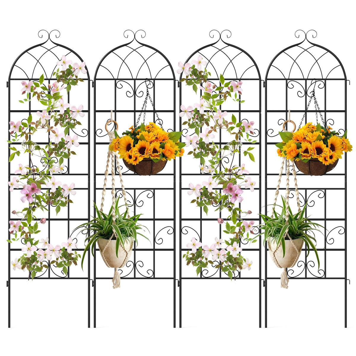 Lucktree 2/4 Packs 71"x20"/86"x20" Metal Garden Trellis for Outdoor Climbing Plants