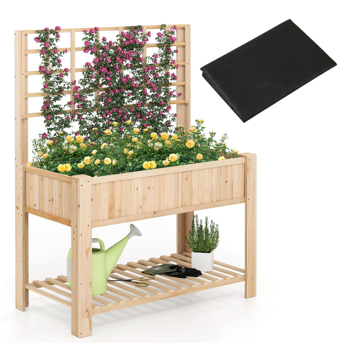Lucktree Raised Garden Bed with Trellis