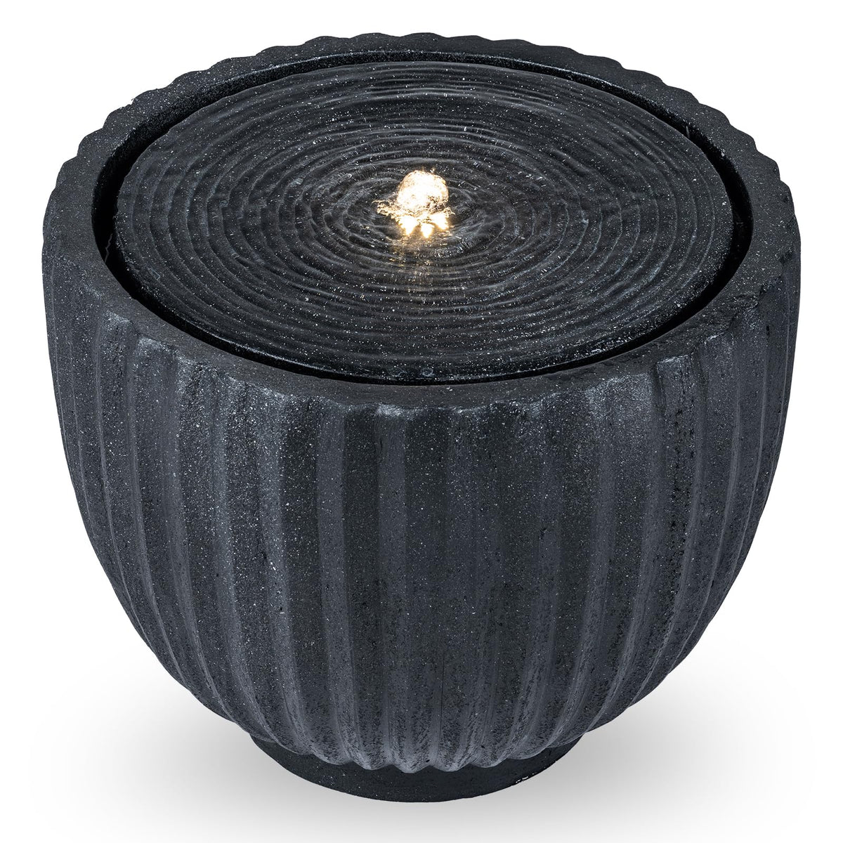 Lucktree 17.5"/18" Round Outdoor Water Fountain with 6 LED Lights