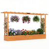 Lucktree Wooden Raised Garden Bed with Trellis & Hanging Roof