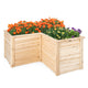 Lucktree Raised Garden Bed, 47.5" x 47.5" x 24.5" Wooden Planter Box, Outdoor L-Shaped Deep Garden Bed for Sapling Flower Herb Vegetable Fruit