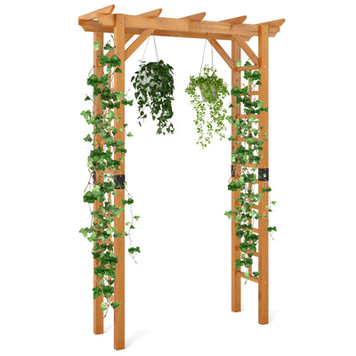 Lucktree 7FT Wood Garden Arbor Trellis for Ceremony Party