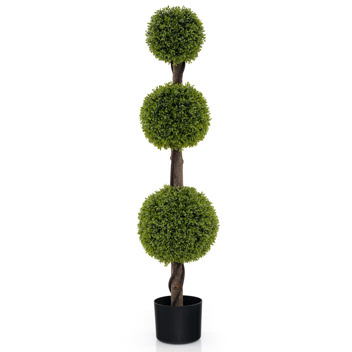 Lucktree 4ft Artificial Boxwood Topiary Ball Tree, Faux Potted Plants Cypress Tree with Weighted Pot
