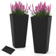 Lucktree Set of 2 Outdoor Wicker Flower Pot 30 Inch Tall Planters with Drainage System
