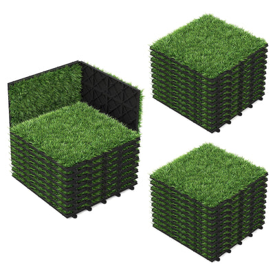 Lucktree 12” x 12” Pack of 30 Fake Grass Turf Tiles Set