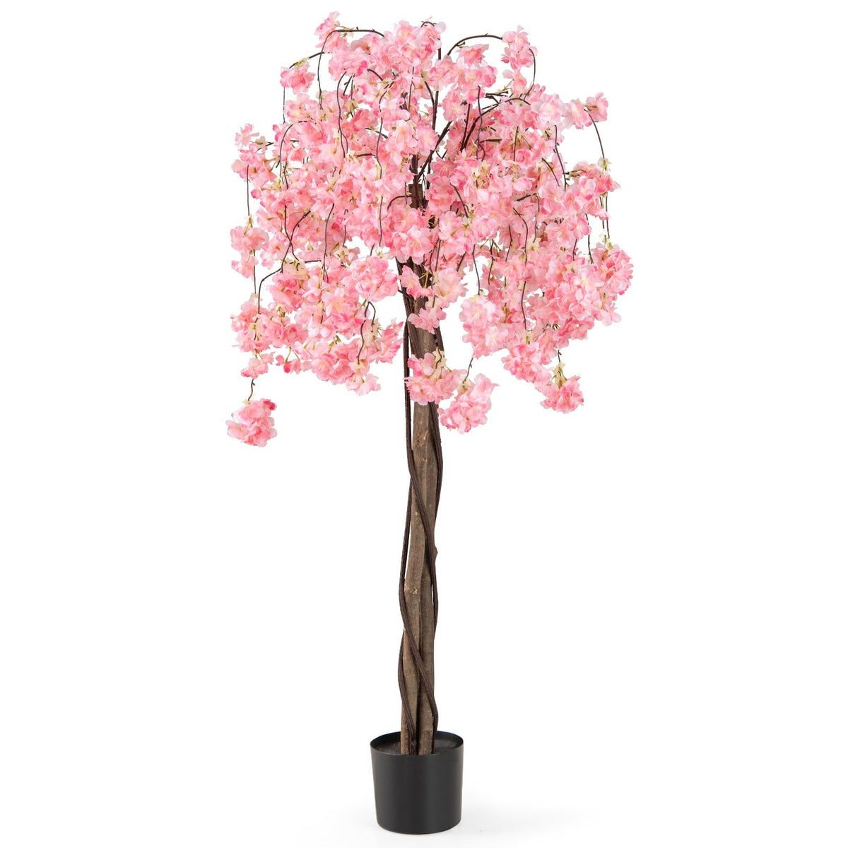 Lucktree 5.5FT Artificial Cherry Blossom Tree Faux Floral Plant Blooming Tree in Nursery Pot