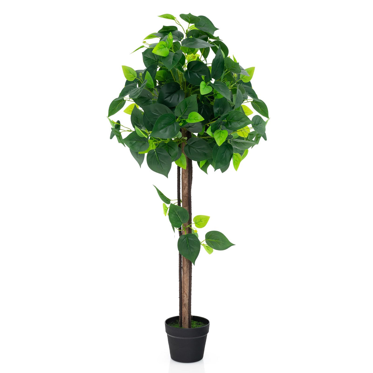 Lucktree 45" Artificial Hydrangea Tree, Tall Fake Potted Silk Tree with Real Wood Trunk