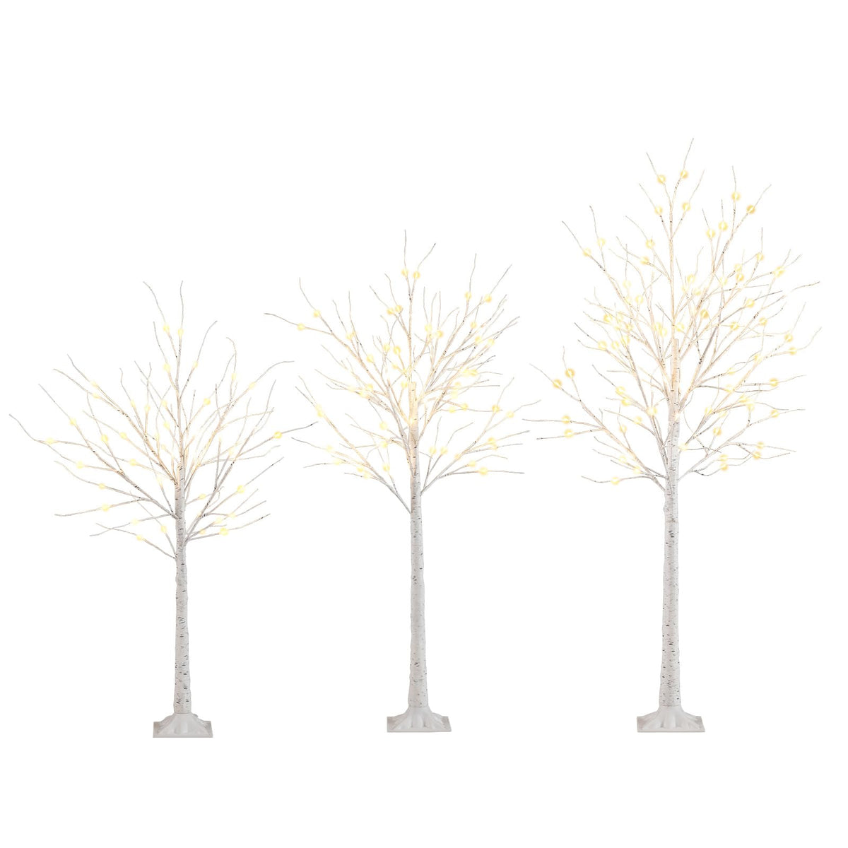 Lucktree 4/5/6 FT Pre-Lit Artificial Christmas Trees with 216 Warm White LEDs ( Set of 3 )