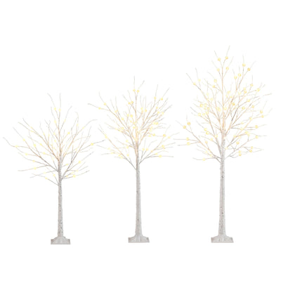 Lucktree 4/5/6 FT Pre-Lit Artificial Christmas Trees with 216 Warm White LEDs ( Set of 3 )